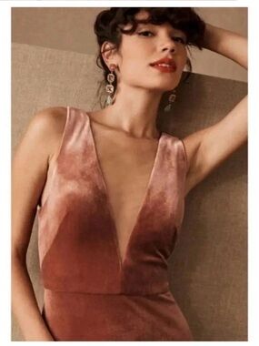 BHLDN Jenny Yoo Logan Velvet Maxi Dress Dusty Rose Plum Pink Size 2